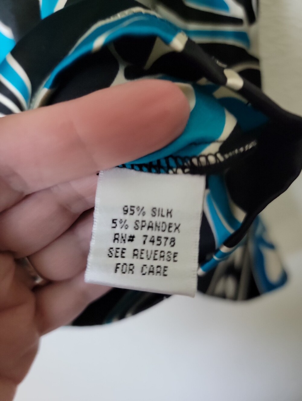 Cache Blue Black and White Twist-Front Long Sleeve Blouse - Picture 5 of 11